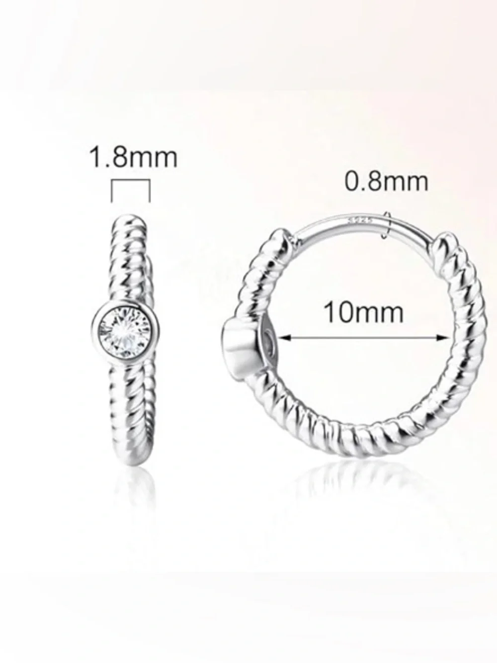 #78 925 Sterling Silver Twisted Hoop Earrings - Picture 2 of 3